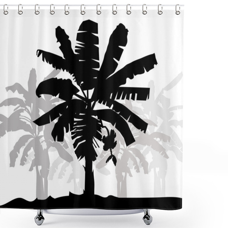 Personality  Banana Tree Silhouette- Vector Shower Curtains