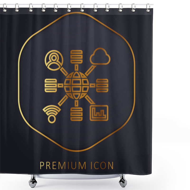 Personality  Big Data Golden Line Premium Logo Or Icon Shower Curtains