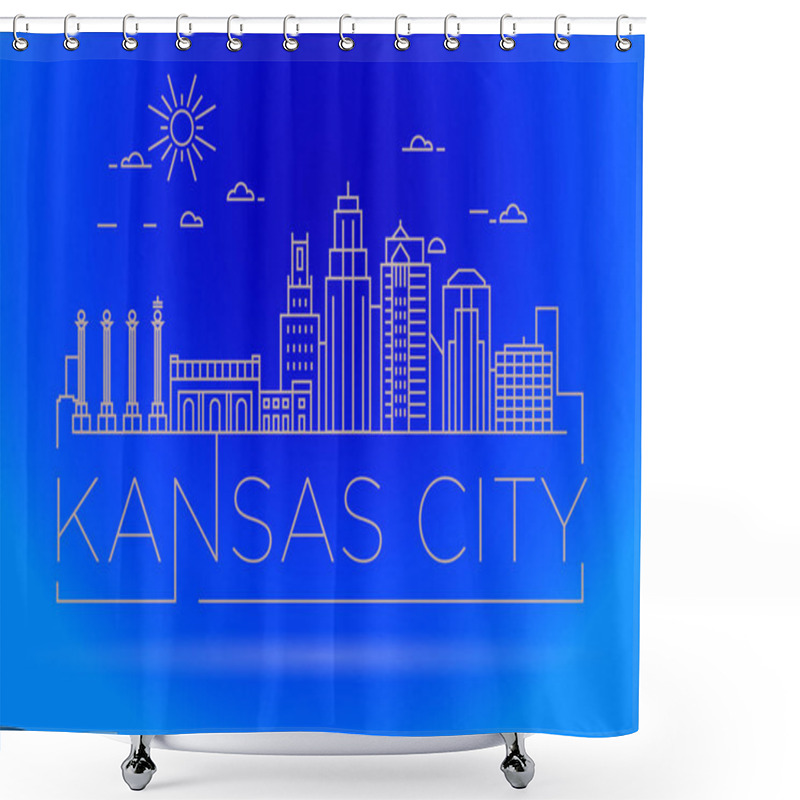 Personality  Kansas Linear City Skyline  Shower Curtains