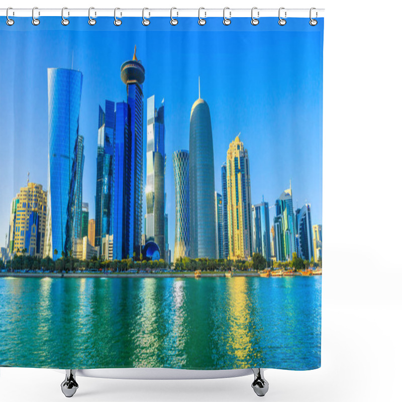 Personality  Doha West Bay Skyline Shower Curtains