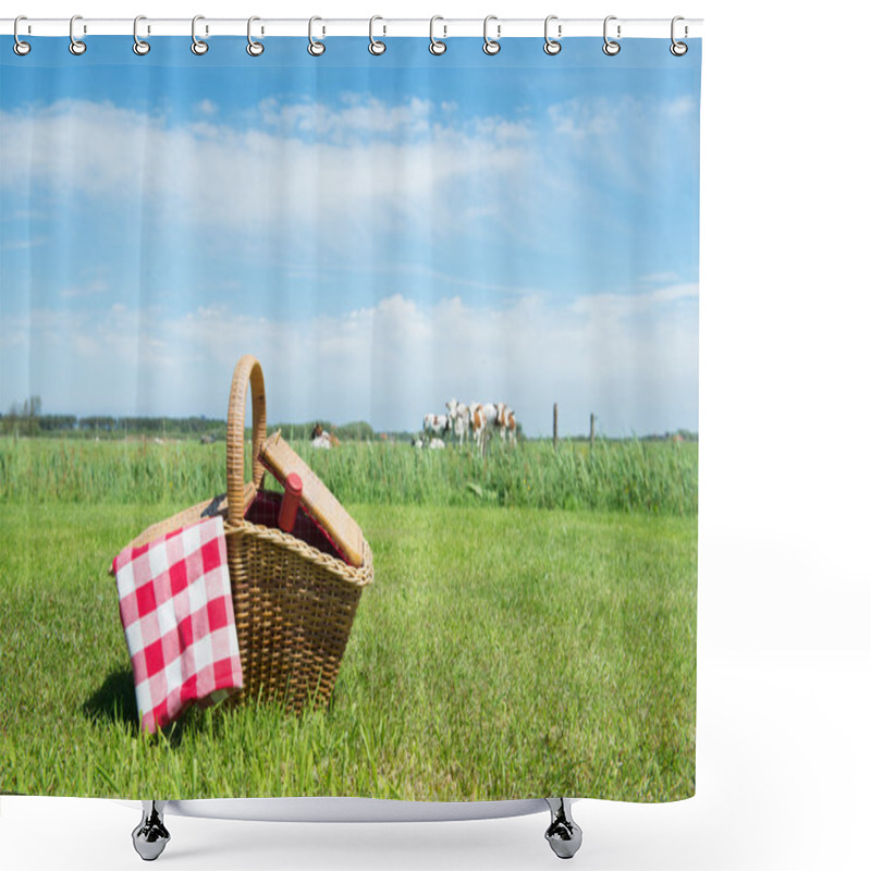 Personality  Picnic Basket In The Country Shower Curtains