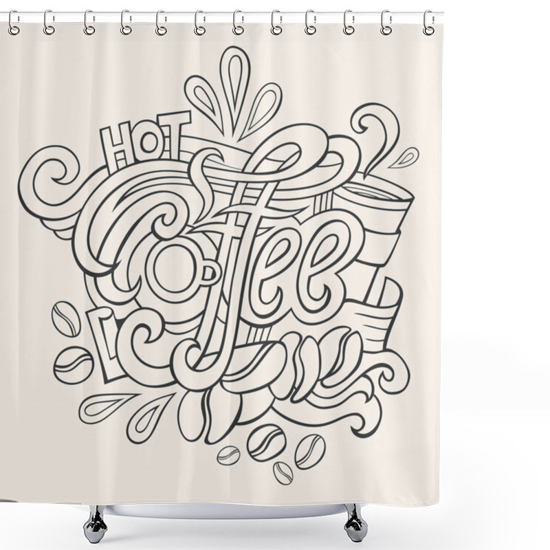 Personality  Coffee Hand Lettering Sketch Shower Curtains