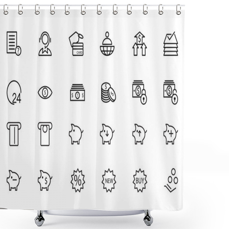 Personality  Finance Line Icons 10 Shower Curtains