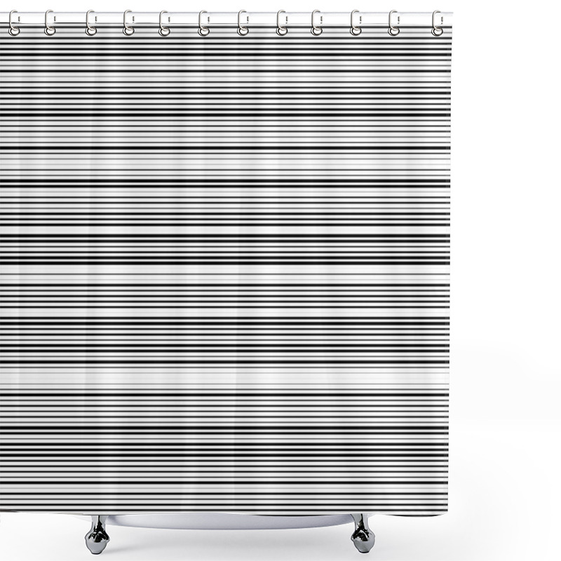 Personality  Horizontal Black Stripes On White Background Shower Curtains