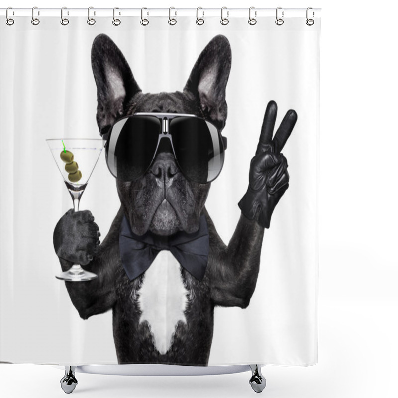 Personality  Peace Cocktail Dog  Shower Curtains