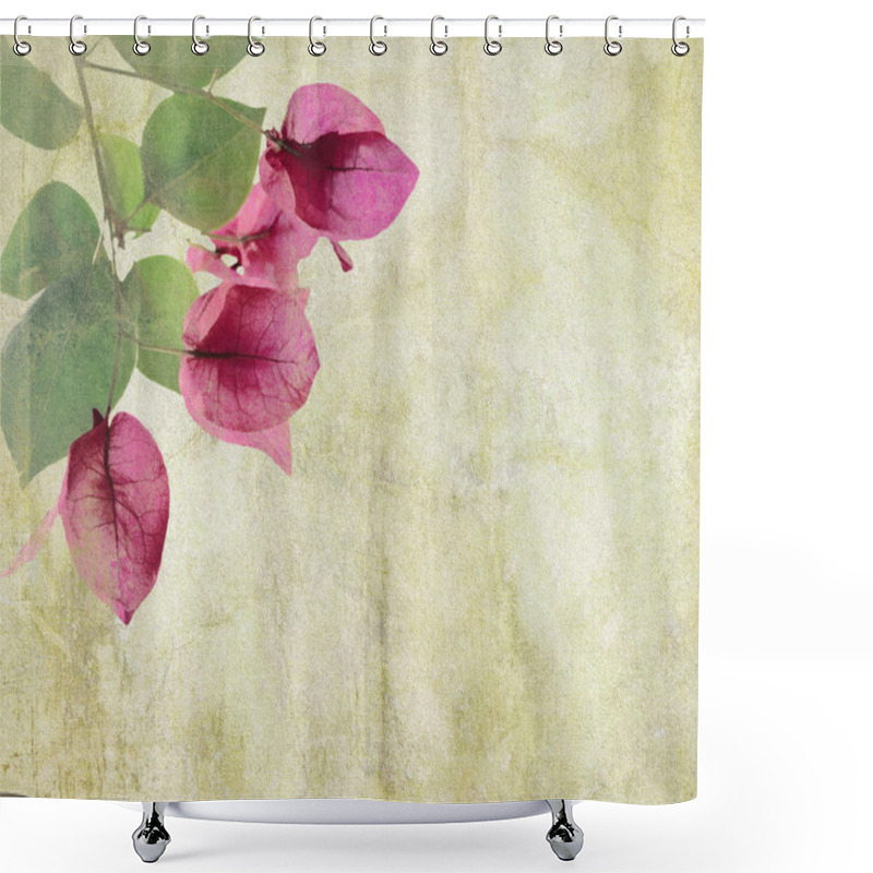 Personality  Bougainvillea Artwork On Cracked Plaster Background Shower Curtains