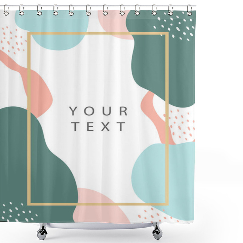 Personality  Abstract Pink And Green Vector Background With Hand-drawn Strokes And Dots And Frame Shower Curtains