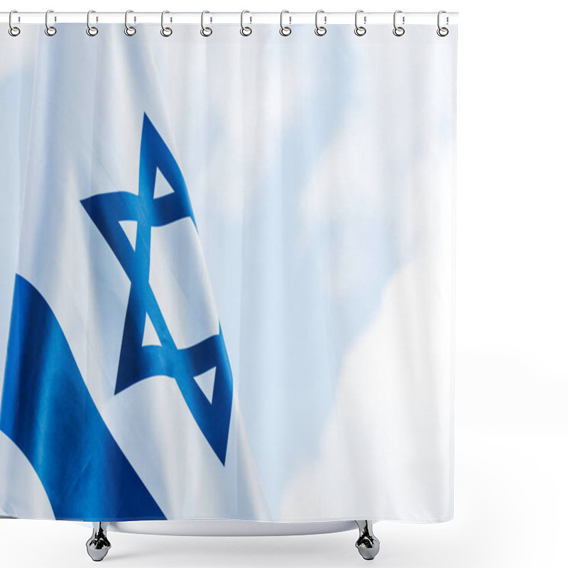 Personality  National Flag Of Israel With Blue Star Of David Against Sky With Clouds   Shower Curtains