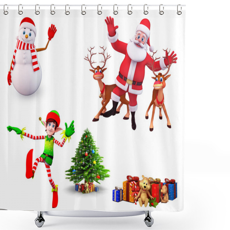 Personality  Illustration Of Christmas Characters Shower Curtains