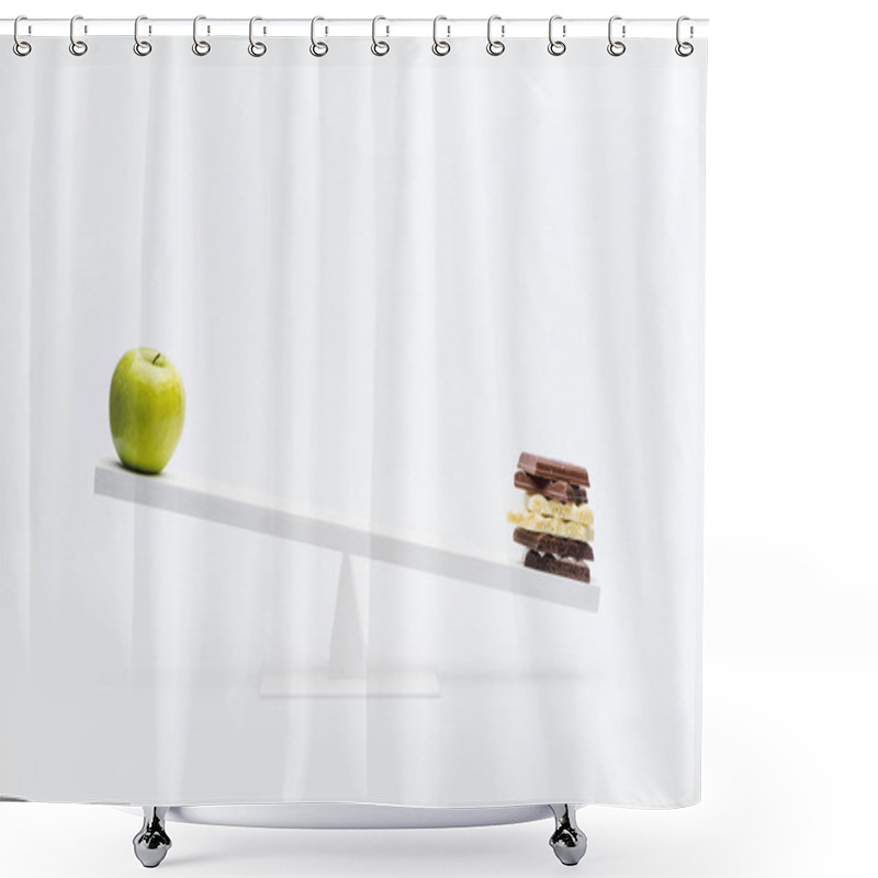 Personality  Apple And Chocolate On Seesaw  Shower Curtains