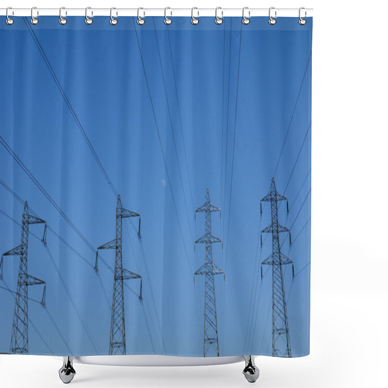 Personality  France, Electric Lines In Val D Oise Shower Curtains