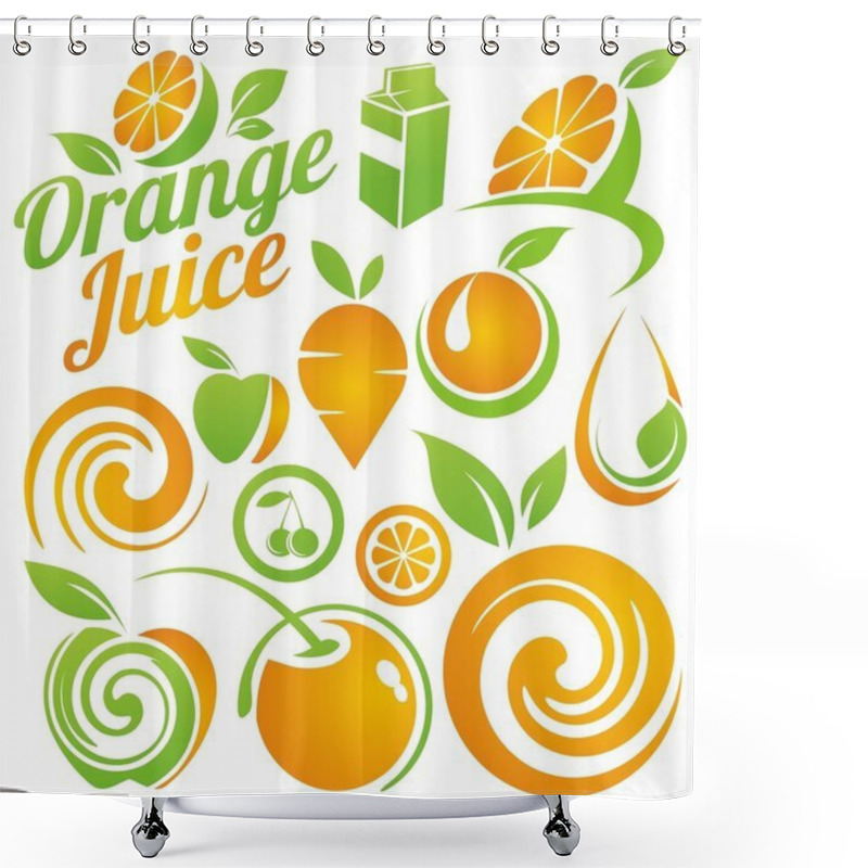 Personality  Set Of Fruit And Juice Icons, Symbols, Labels And Design Elements Shower Curtains