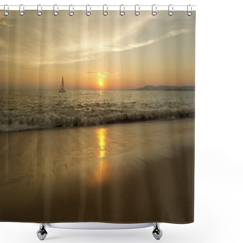 Personality  Sailboat Sunset Shower Curtains