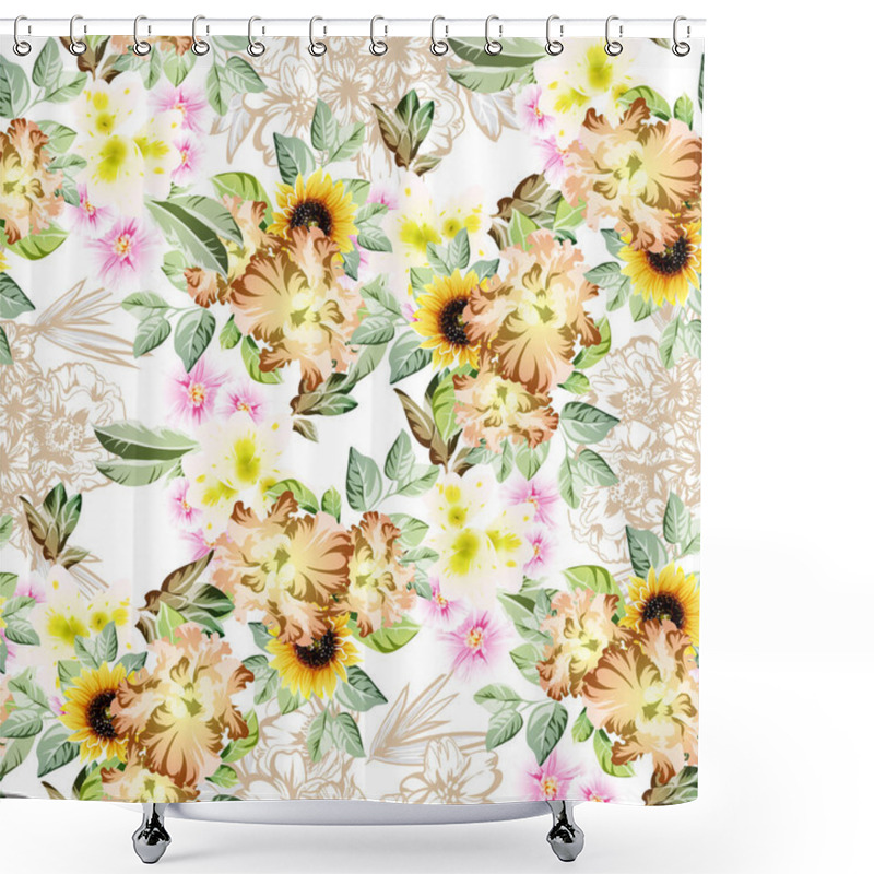 Personality  Abstract Elegance Seamless Background With Flowers Shower Curtains