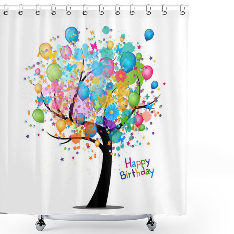 Personality  Happy Birthday Greeting Card Shower Curtains