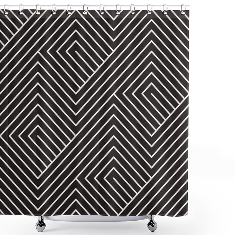 Personality  Vector Seamless Pattern. Modern Stylish Abstract Texture. Repeating Geometric Shower Curtains