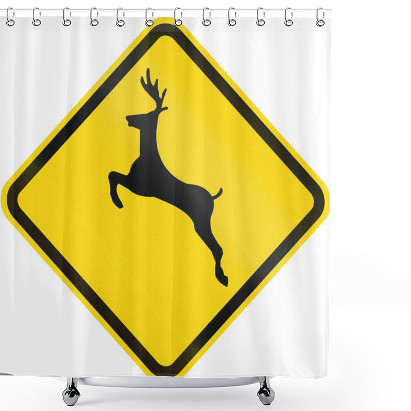 Personality  Deer Crossing Warning Sign Used In Brazil Shower Curtains