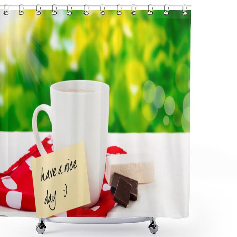 Personality  Have A Nice Day With Smile And Coffe Shower Curtains