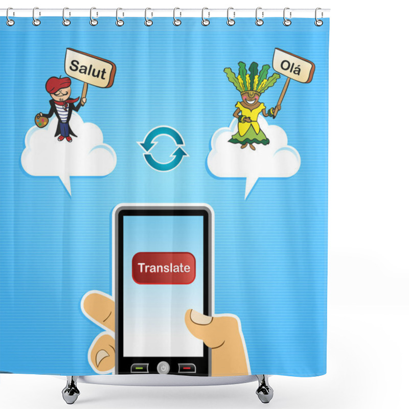 Personality  Mobile Web Translate App Concept Shower Curtains