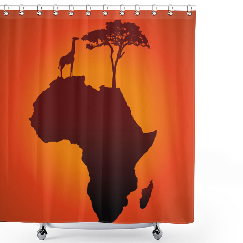 Personality  African Safari Map Silhouette Vector Background Shower Curtains