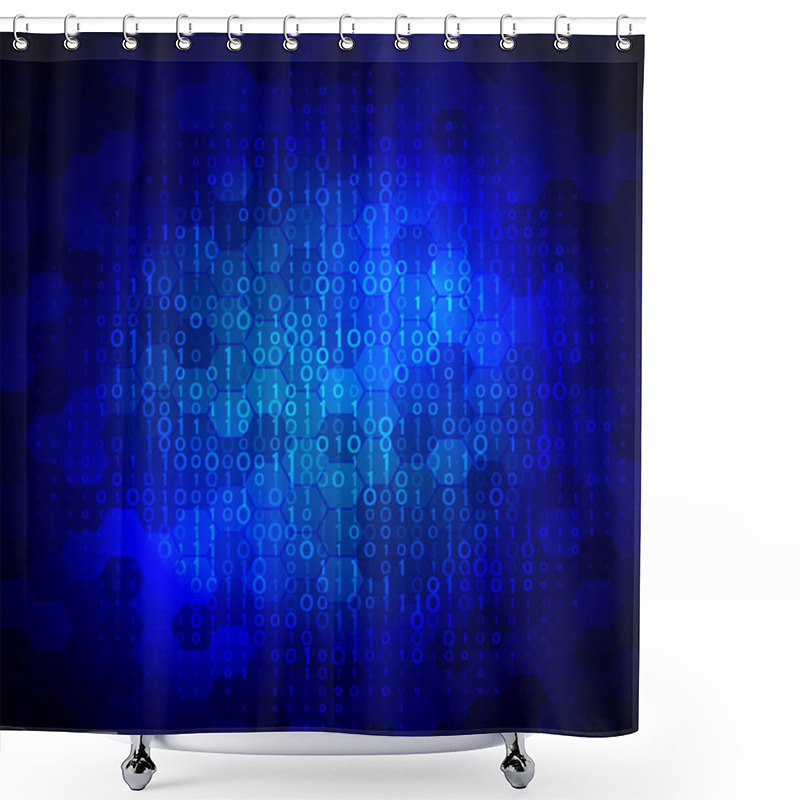 Personality  Abstract Binary Computer Code. Hi Tech Digital Technology On A Blue Background Shower Curtains