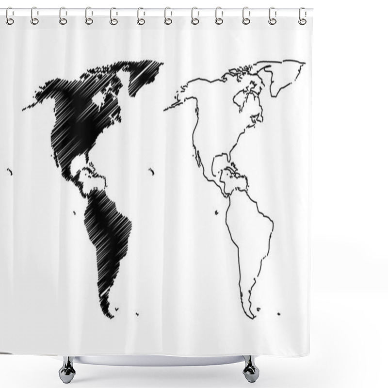 Personality  Map Of America Vector Illustration, Shower Curtains