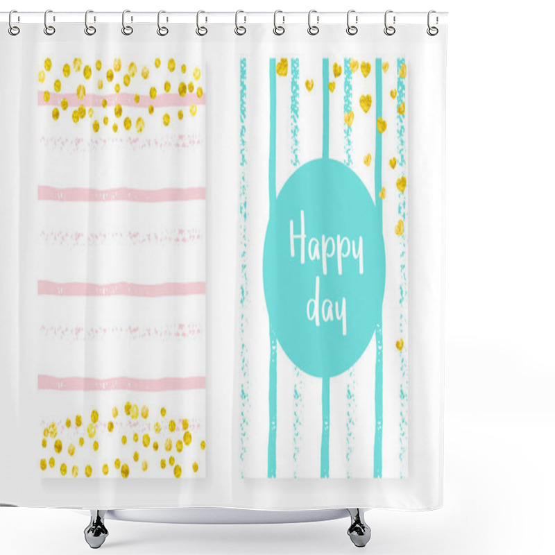 Personality  Bridal Shower Set With Dots And Sequins. Wedding Invitation Card Shower Curtains