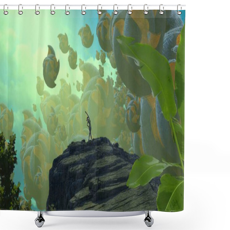 Personality  Green Lotus In The Pond Shower Curtains