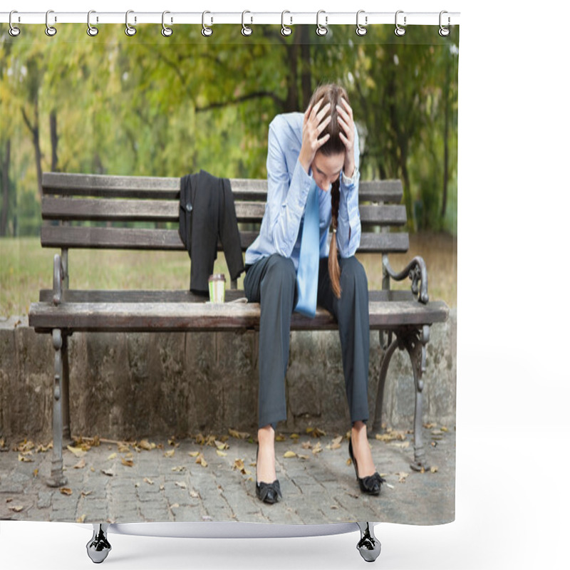 Personality  Worried Businesswoman Shower Curtains