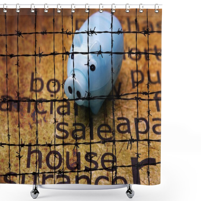 Personality  Sale House And Piggy Bank Concept Shower Curtains