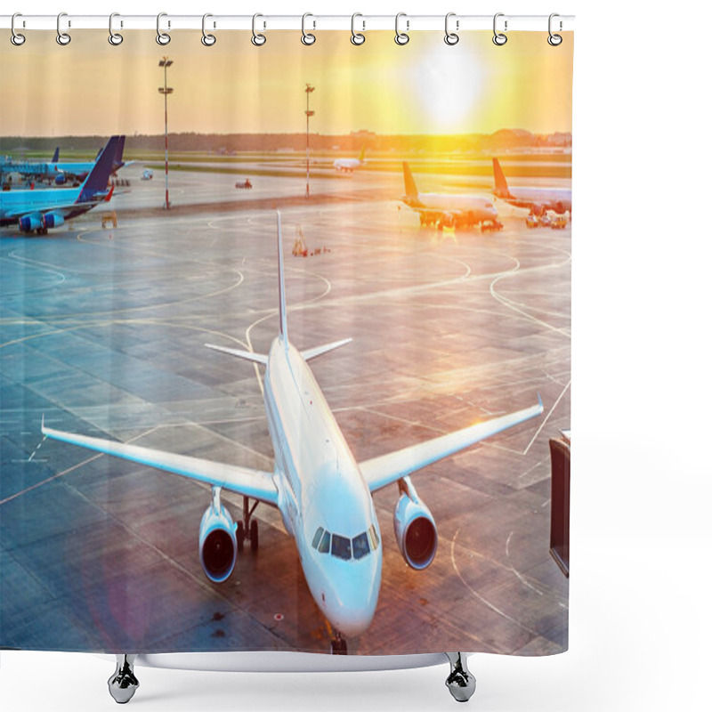 Personality  Planes At Airport At Sunset Shower Curtains