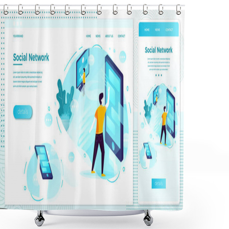 Personality  Vector Online Web Social Network Connections Set Shower Curtains