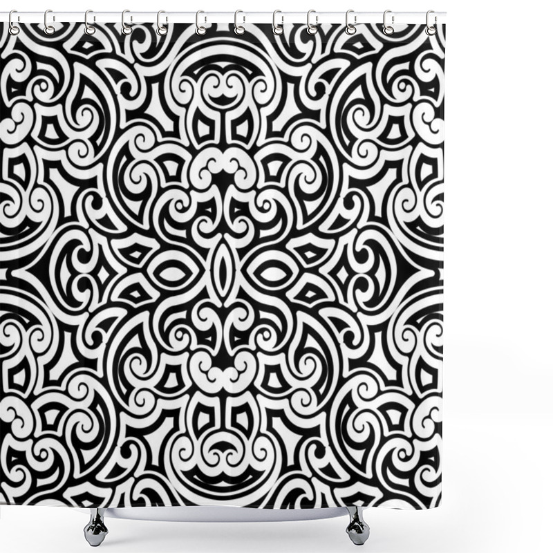 Personality  Black And White Curly Pattern Shower Curtains