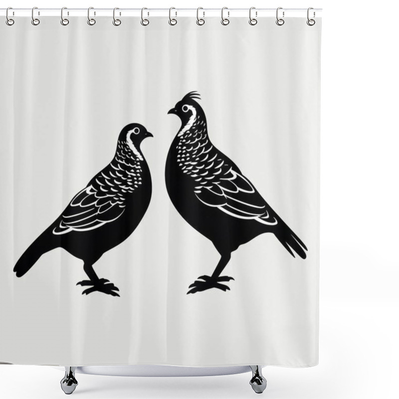 Personality  Two Stylized Black Birds Facing Each Other, Showcasing Intricate Feather Patterns And Unique Features. Shower Curtains