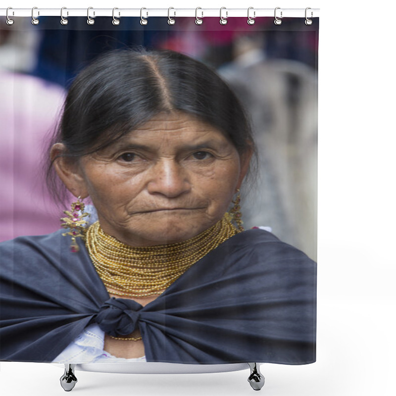 Personality  Woman From The Mestizo Ethnic Group In Otavalo, Ecuador Shower Curtains