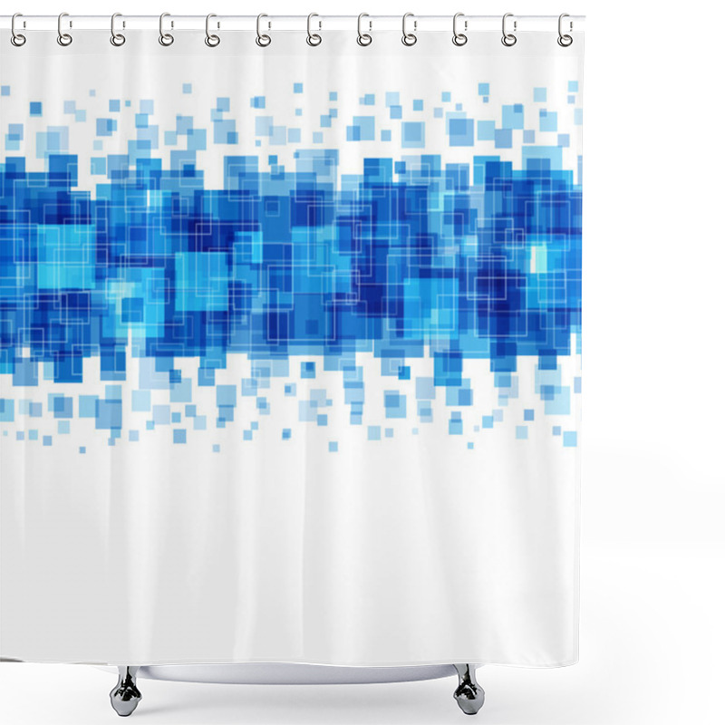 Personality  Abstract Geometric Squares Lines Blue Vector Background. Shower Curtains