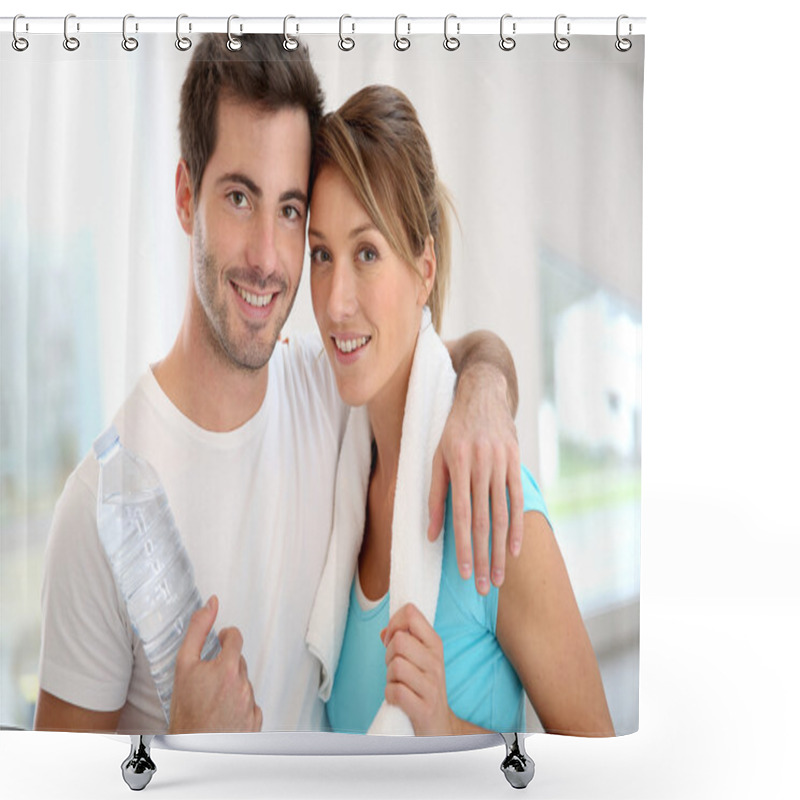 Personality  Couple In Fitness Gym Shower Curtains