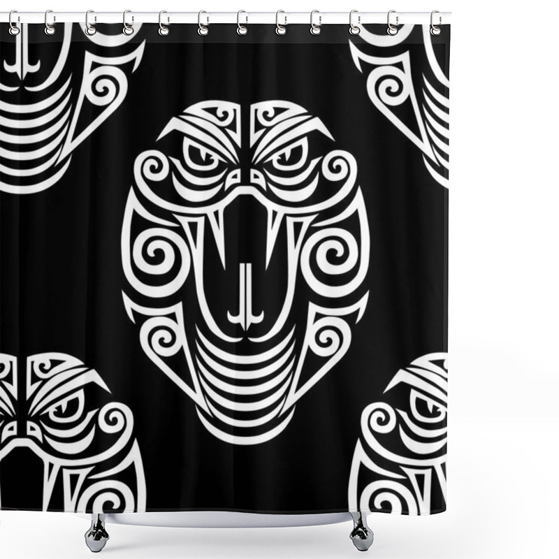 Personality  Seamless pattern with cobra head. Vector shower curtains