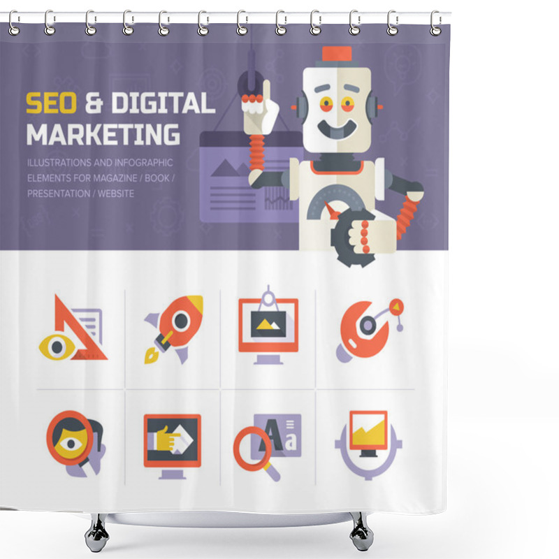 Personality  SEO & Digital Marketing Icons Shower Curtains