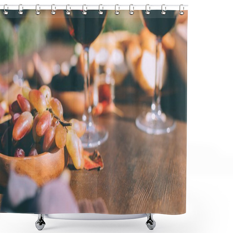 Personality  Green Grapes And Glasses Of Wine Shower Curtains