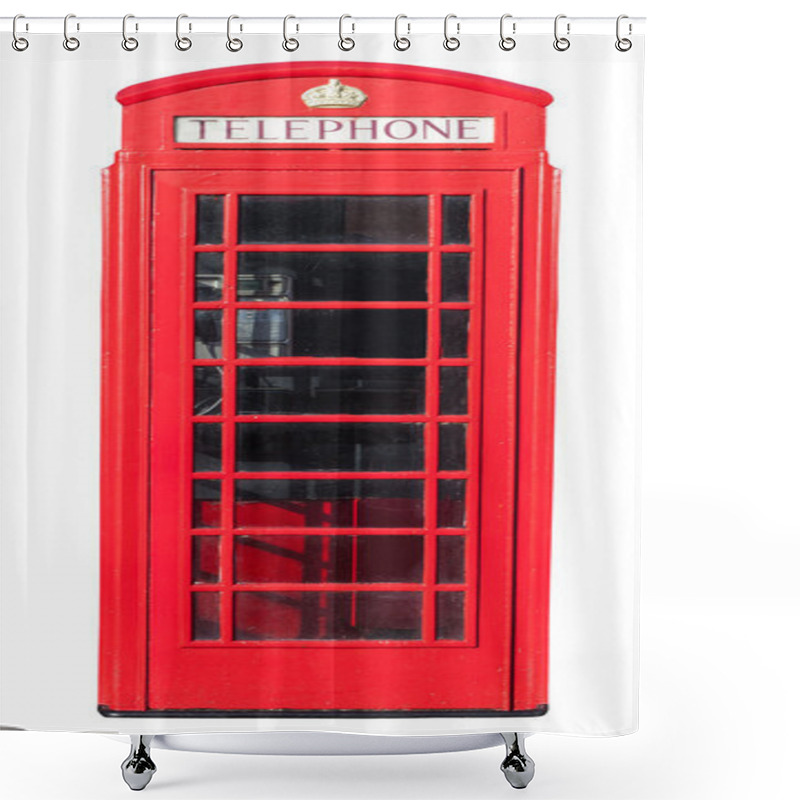 Personality  Red Telephone Box On White Shower Curtains