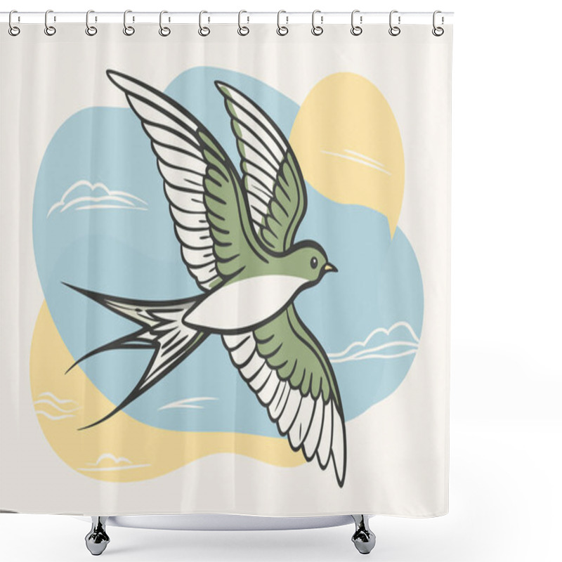 Personality  Stylized Flying Bird Illustration Highlighting Freedom And Grace Shower Curtains