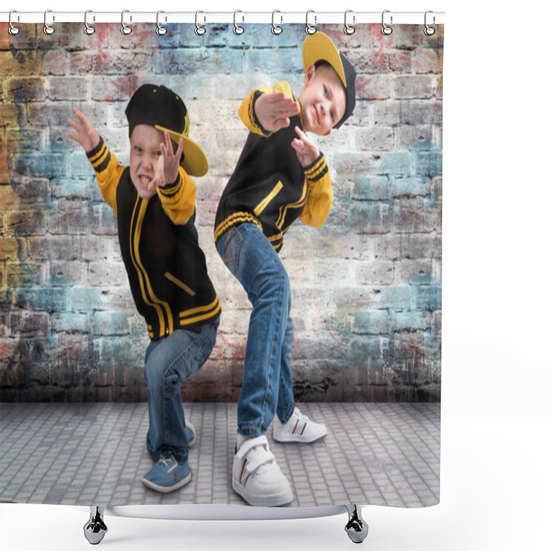 Personality  Two Brothers Dancing Break Dance.Hip-hop Style.The Cool Kids. Shower Curtains