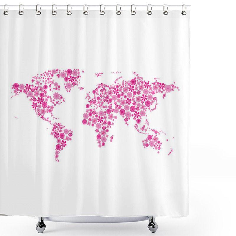 Personality  Geographic Map. Planet Earth Map From Flowers. Flowers.  Shower Curtains