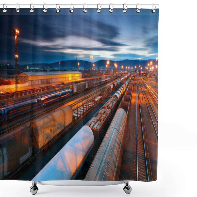 Personality  Freight Station With Trains Shower Curtains