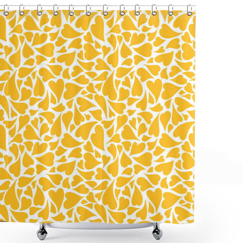 Personality  Hand Drawn Yellow Hearts In A Pretty Vector Seamless Repeat Pattern Ideal For Valentines Fabric, Scrap Booking And Stationery Projects . Shower Curtains