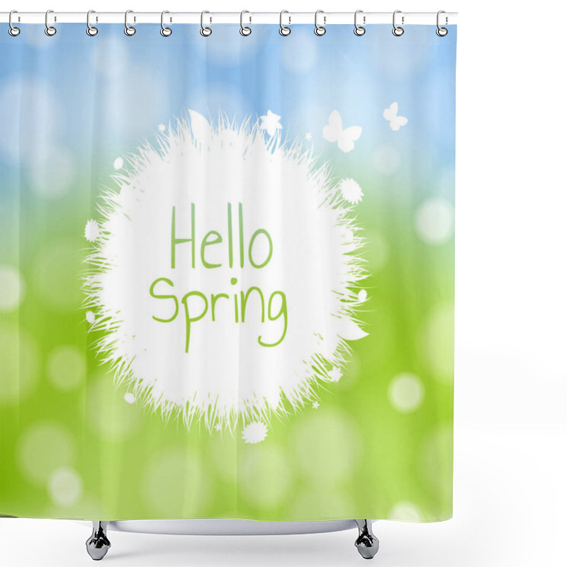 Personality  Banner With Grass And Flowers With Gradient Mesh, Vector Illustration Shower Curtains