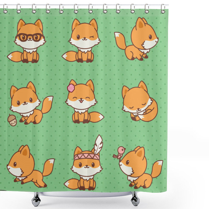 Personality  Kawaii Foxes Collection Shower Curtains