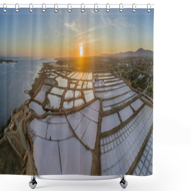 Personality  Sunset Aerial Panoramic View, In Ria Formosa Wetlands Natural Park. Algarve. Shower Curtains