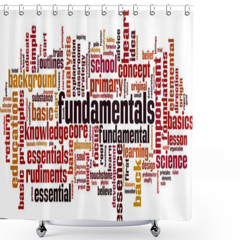 Personality  Fundamentals Word Cloud Concept. Collage Made Of Words About Fundamentals. Vector Illustration  Shower Curtains